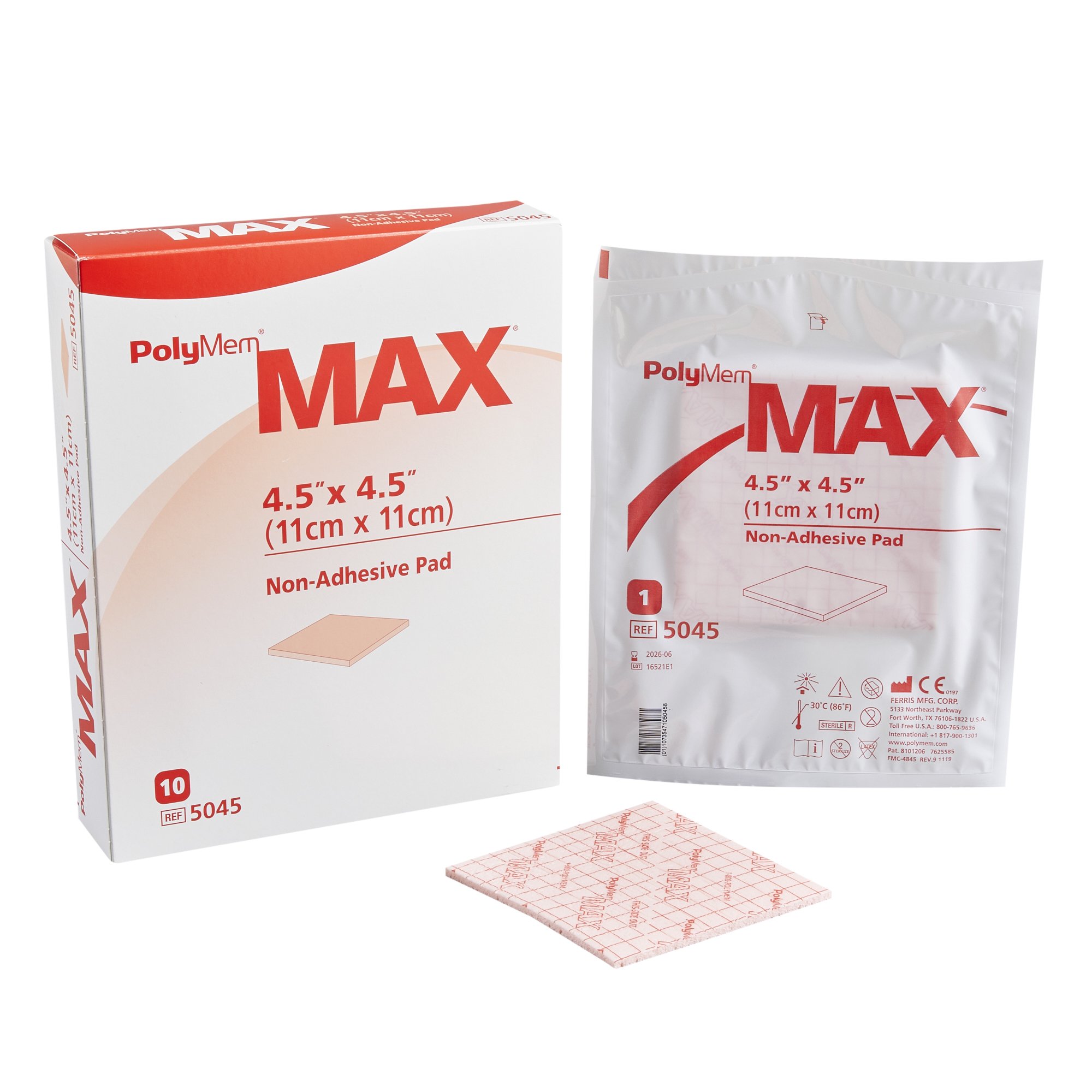 PolyMem Max Nonadhesive without Border Foam Dressing, 4 x 4 Inch MK 481320
