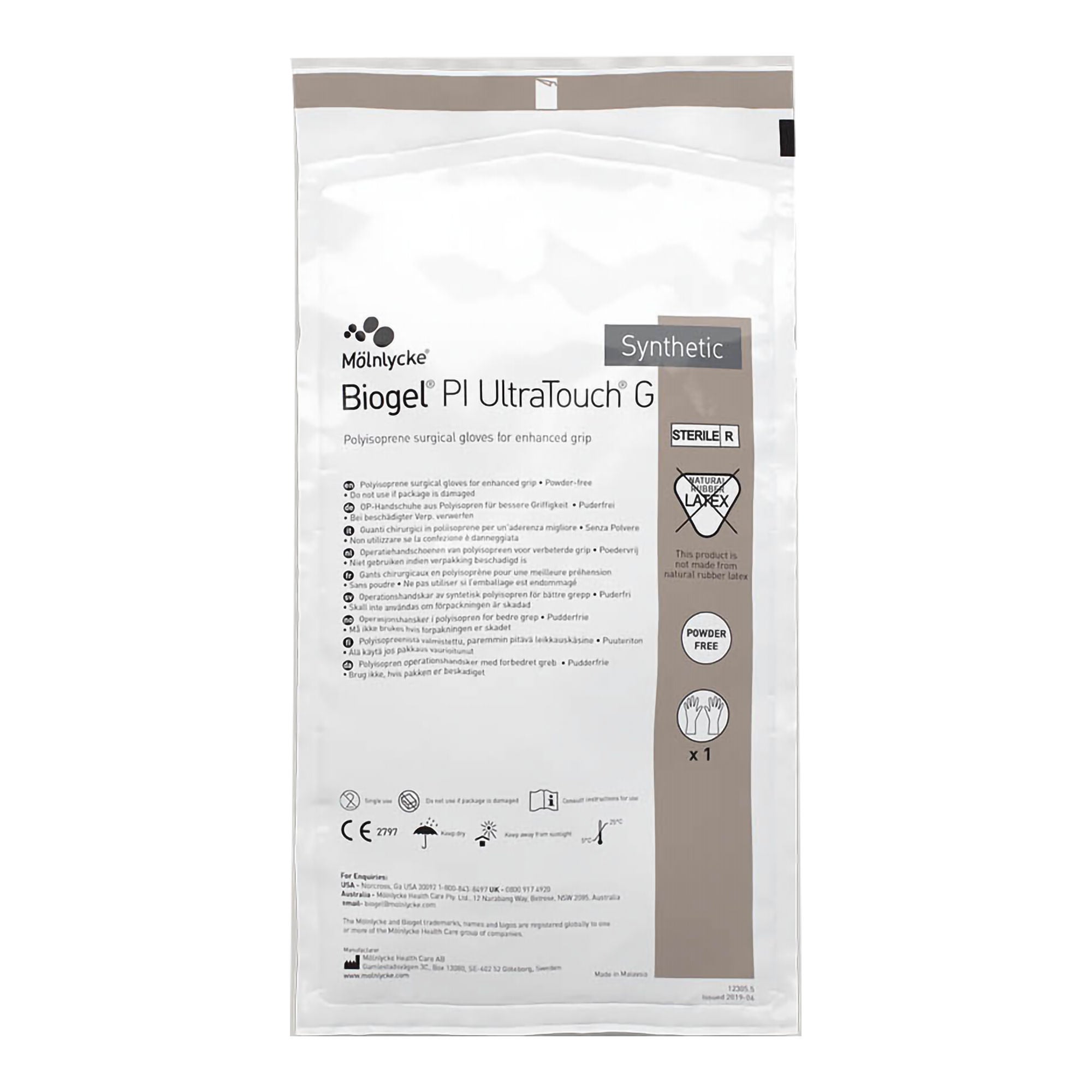 Biogel PI UltraTouch G Polyisoprene Surgical Glove, Size 8, Straw MK 726148