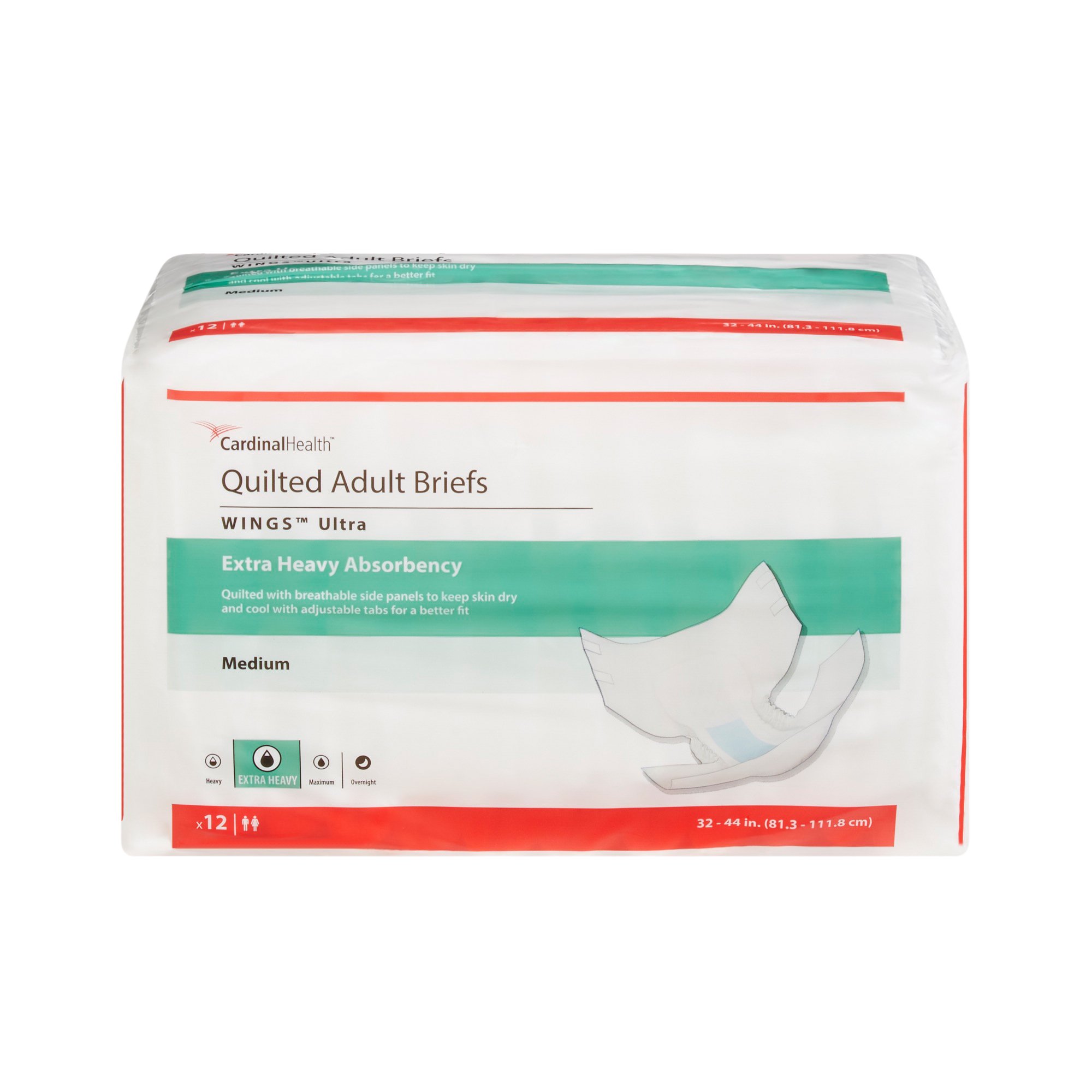 Wings Ultra Quilted Extra Heavy Absorbency Incontinence Brief, Medium MK 960580
