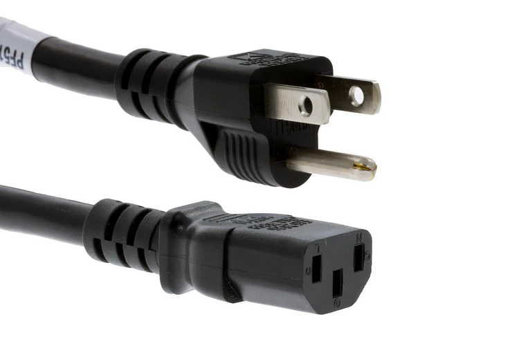 AC Power Cord, 5-15P to C13, 14 AWG, 2ft, Black