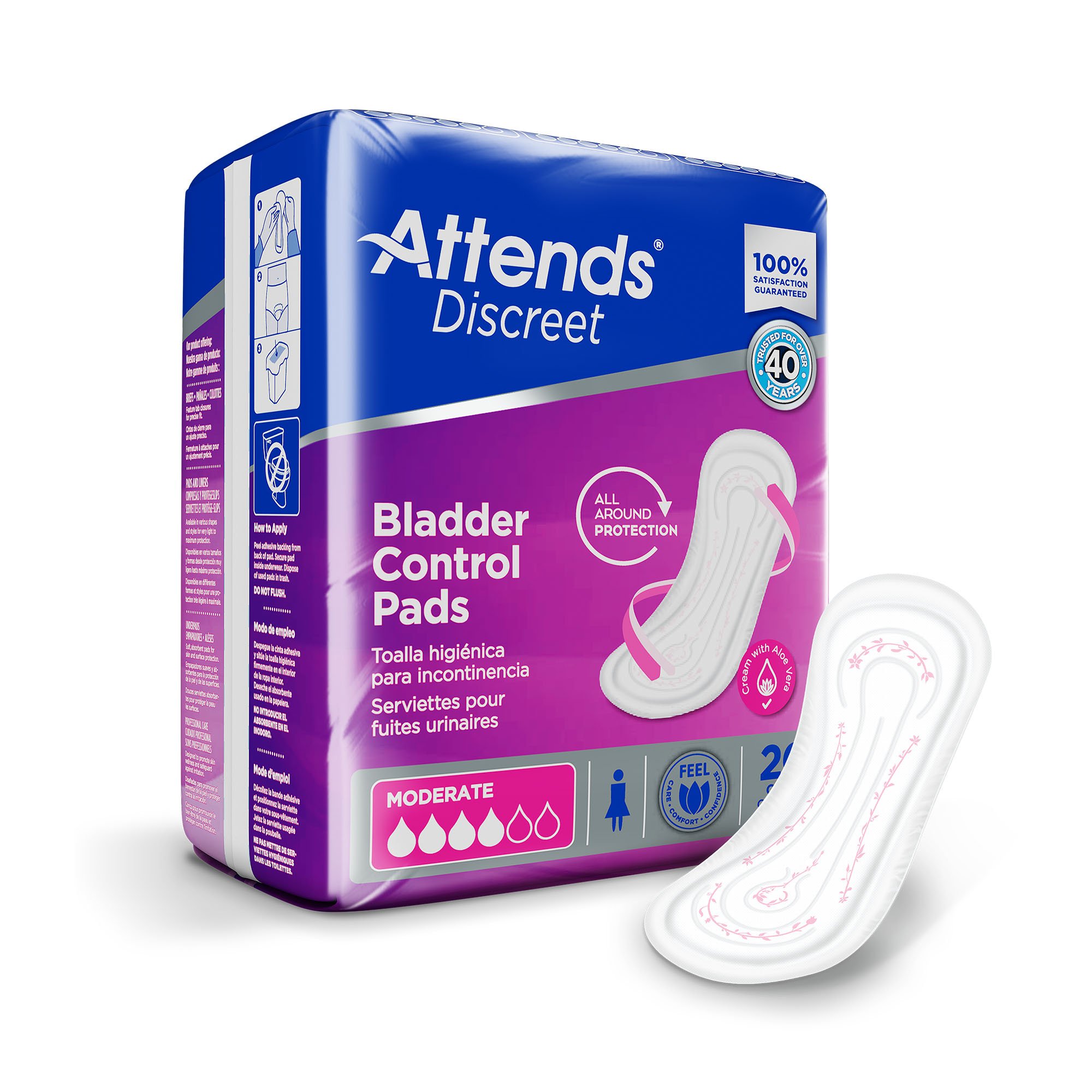 Attends Discreet Women's Moderate Bladder Control Pad, 10.5-Inch Length MK 1039118