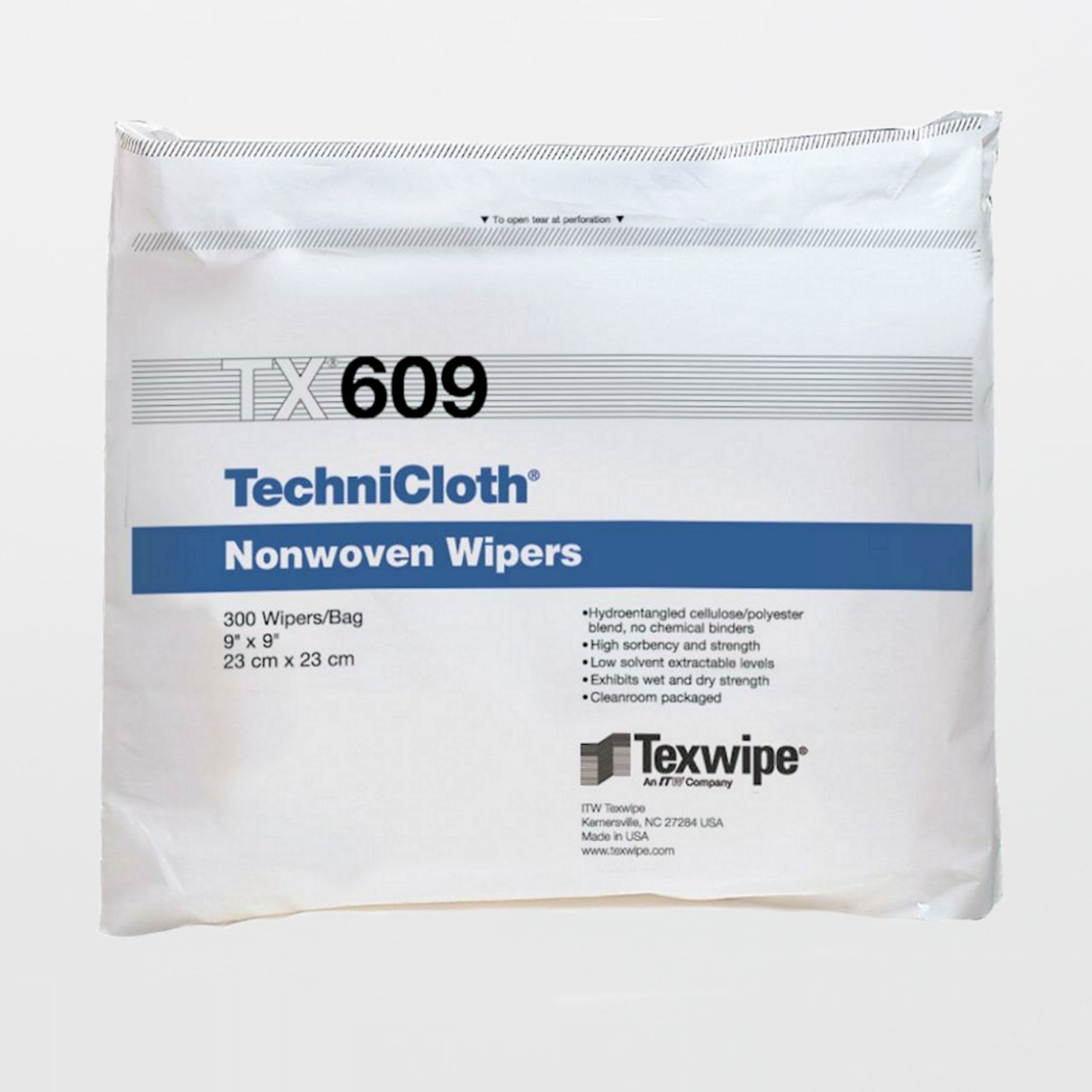 Cleanroom Wipe TechniCloth 300 Count Bag 9 X 9 Inch NonSterile Disposable MK 1137881