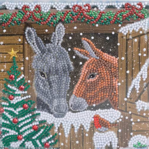 Crystal Art Card Kit - Winter Donkeys