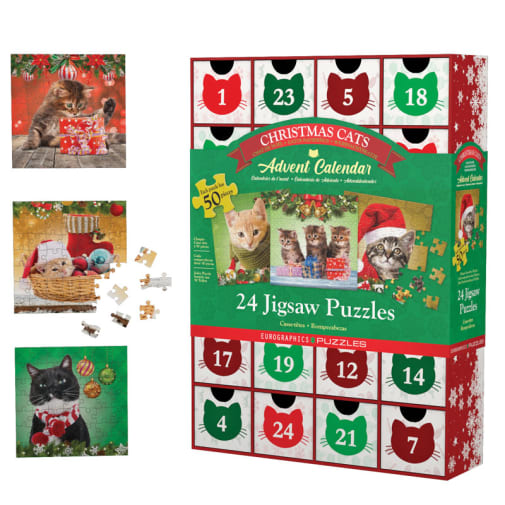 Eurographics Christmas Cats Advent Calendar (24 50-piece Jigsaw Puzzles)
