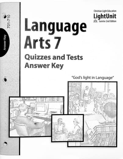 Language Arts LightUnit 701-710 Quiz & Test Answer Key Sunrise 2nd Edition