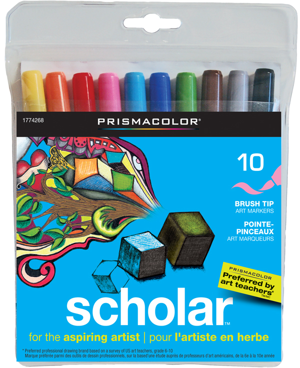 Prismacolor Scholar Markers 10 Pkg-brush