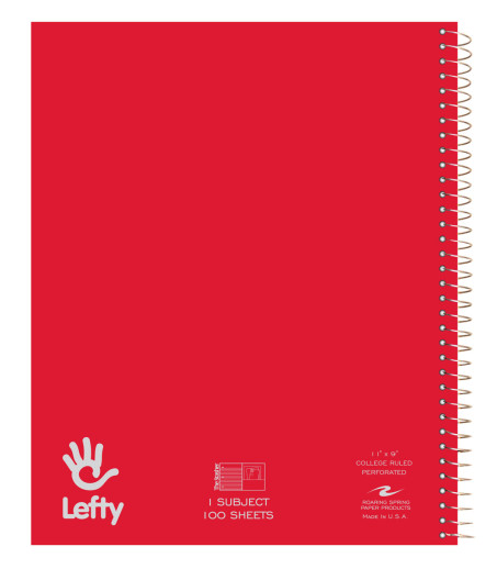 Lefty's The Left Hand Store Left Handed Spiral Notebook - College Ruled ...