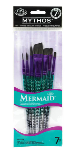 Royal & Langnickel Mythos Mermaid Black Taklon Paint Brush Set (variety 7 piece)