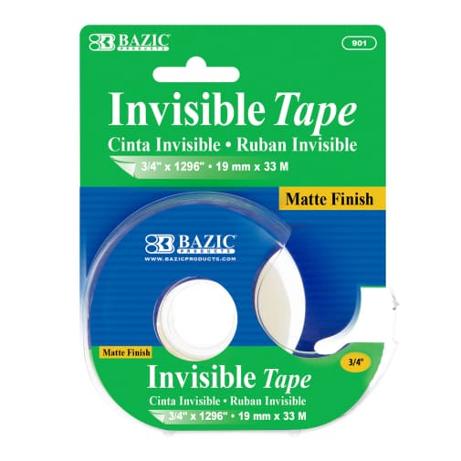 Invisible Tape with Dispenser 3/4" x 1296"