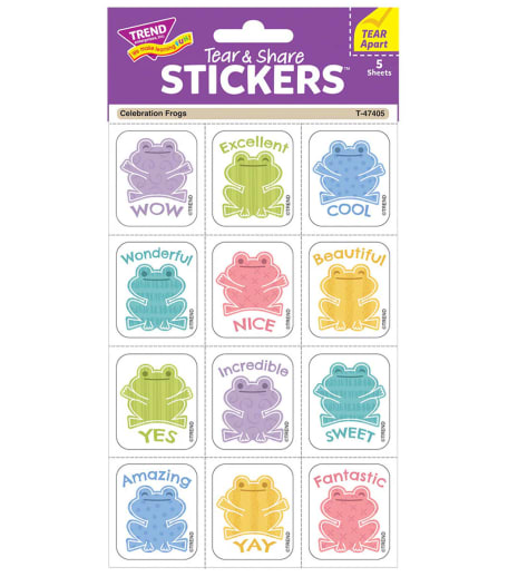 Celebration Frogs Tear & Share Stickers