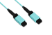 MPO Cable, 12-Strand, OM4, LSZH, UPC, Type B, Female Key Up to Female Key Up, Aqua, 5 Meters