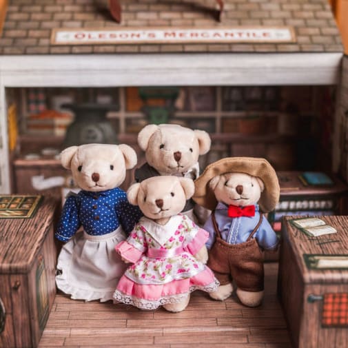 My First Little House on the Prairie Oleson's Bear Family & Mercantile Play Set