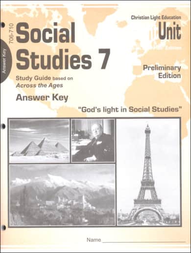 Christian Light Social Studies 706-710 LightUnit Answer Key Sunrise Preliminary Edition