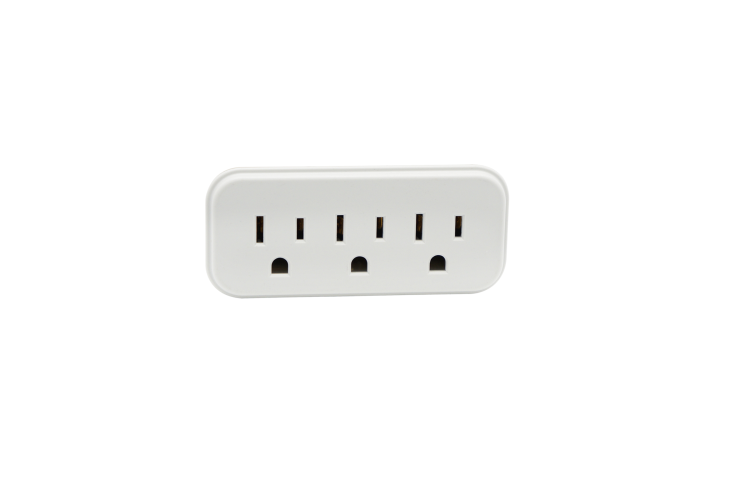 3-Outlet Grounding Tap Adapter, 3-Prong, White