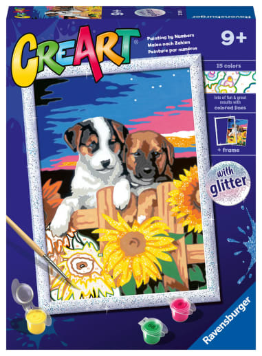 Ravensburger CreArt Paint by Number: Sunset Paw-fection with Glitter (7x10)