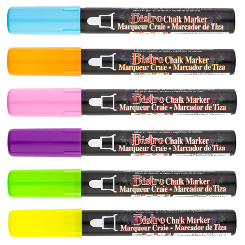 Bistro Chalk Marker 6mm Broad Tip - Fluorescent (Set of 6)