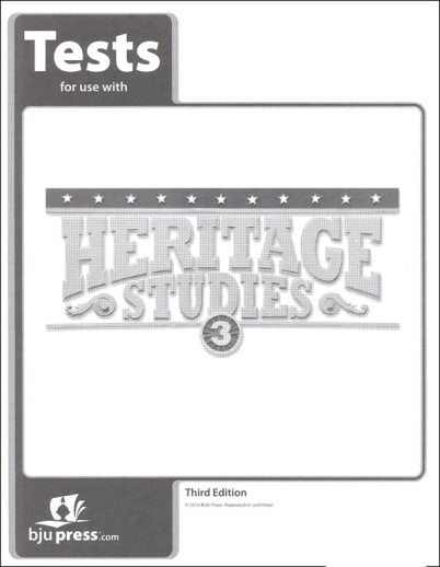 BJU Press Heritage Studies 3 Tests 3rd Edition