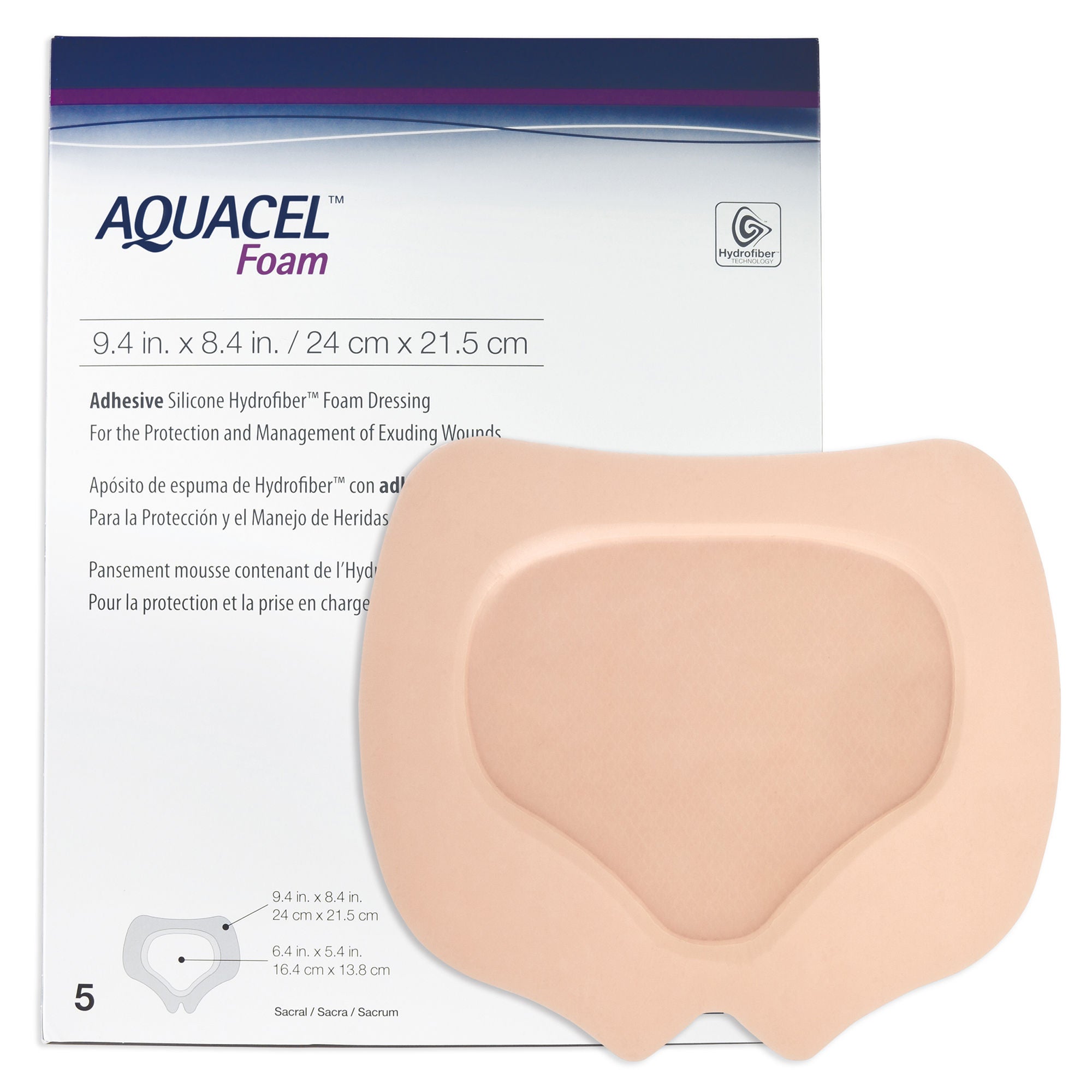 Aquacel Silicone Adhesive with Border Silicone Foam Dressing, 8 x 9 Inch MK 868160