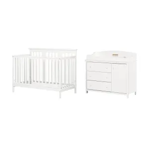 Baby Crib and Changing Table with Removable Changing Tray Set