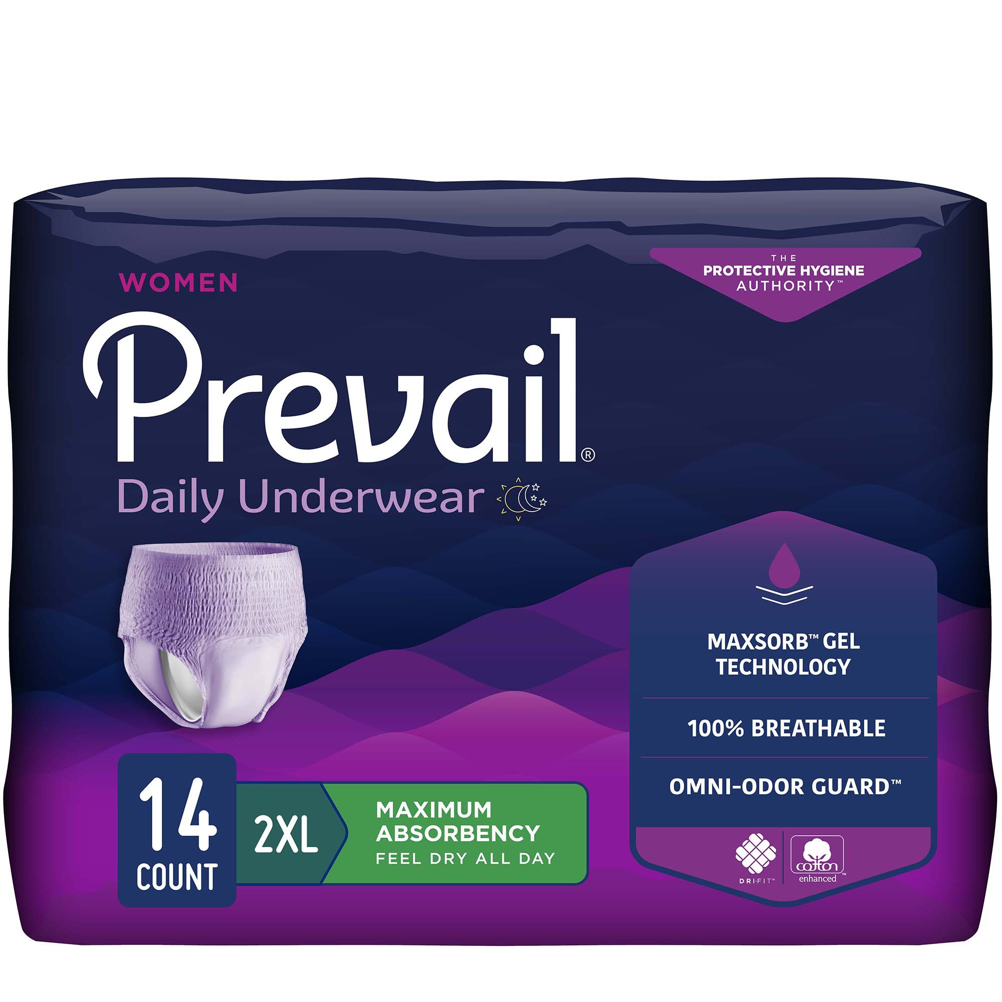 Prevail for Women Daily Absorbent Underwear, 2X-Large MK 1126187