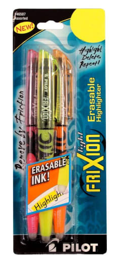 Frixion Eraseable Highlighter Asst Color 3pk