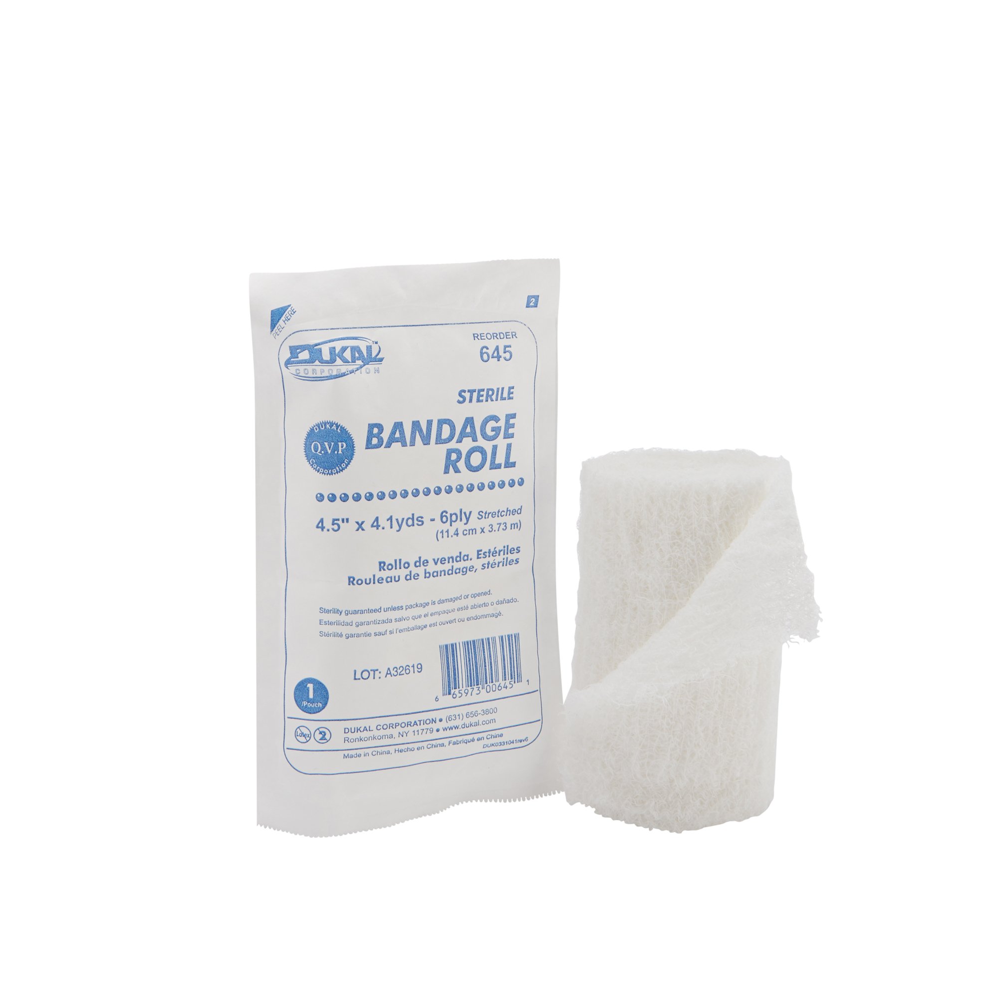 Dukal Sterile Fluff Bandage Roll, 4-1/2 Inch x 4-1/10 Yard, 6-Ply MK 360488