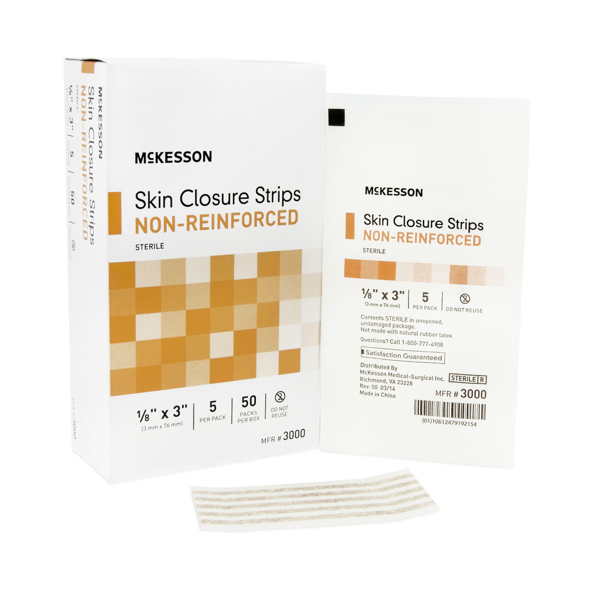 McKesson Nonreinforced Skin Closure Strip, 1/8 x 3 in. MK 876299