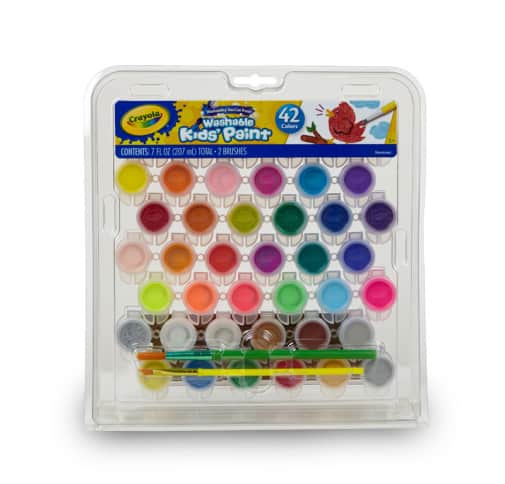 Crayola Washable Paint Pots Set with Brushes and Case (42 count)