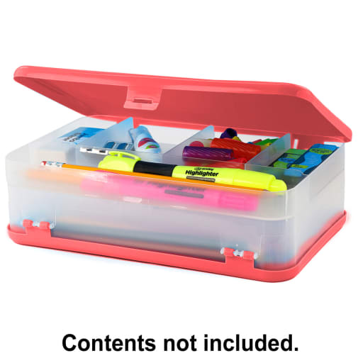 Pencil Case Jumbo Double Deck Organizer Box - Red