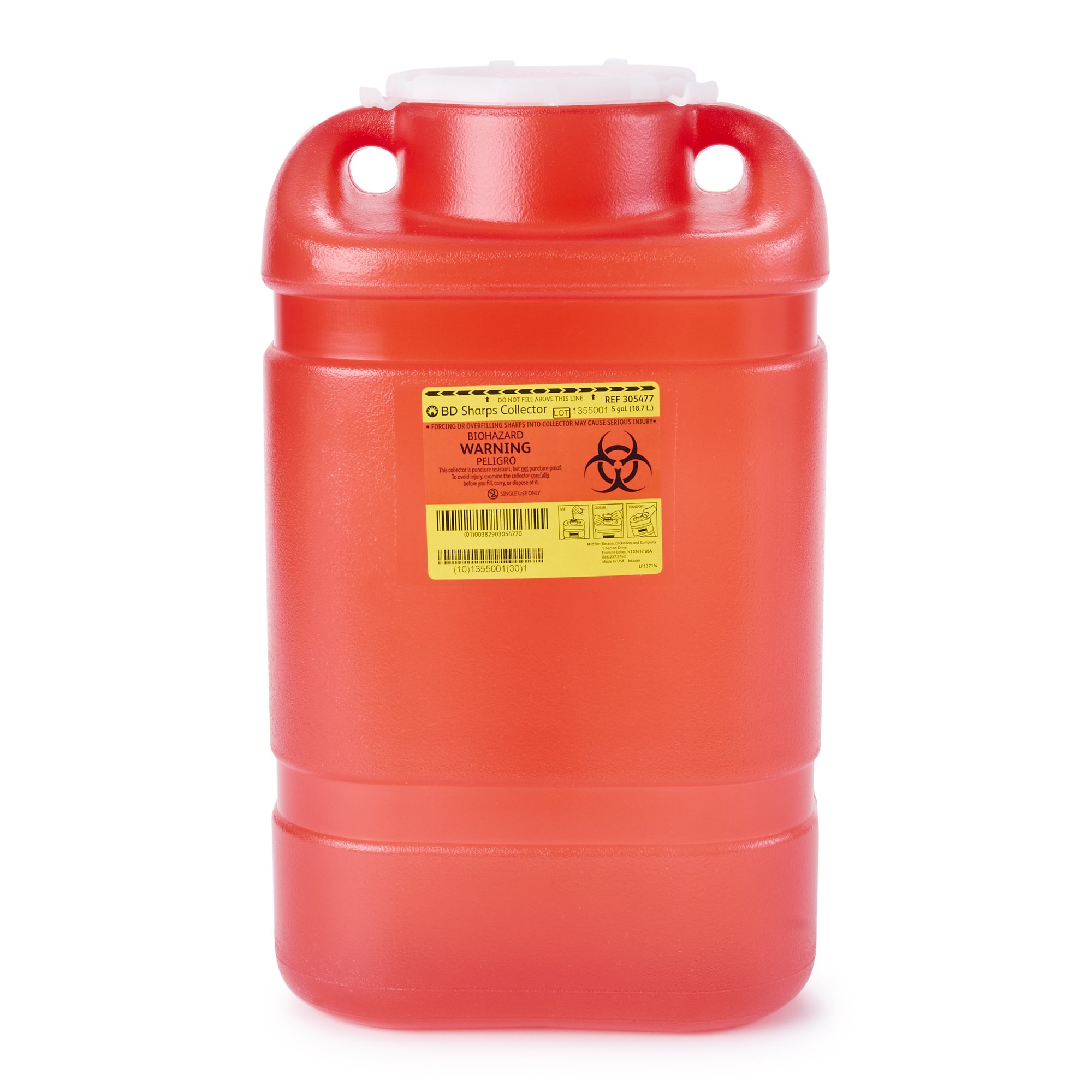 BD Multi-purpose Sharps Container, 5 Gallon, 18 x 7-1/2 x 10-1/2 Inch MK 169746