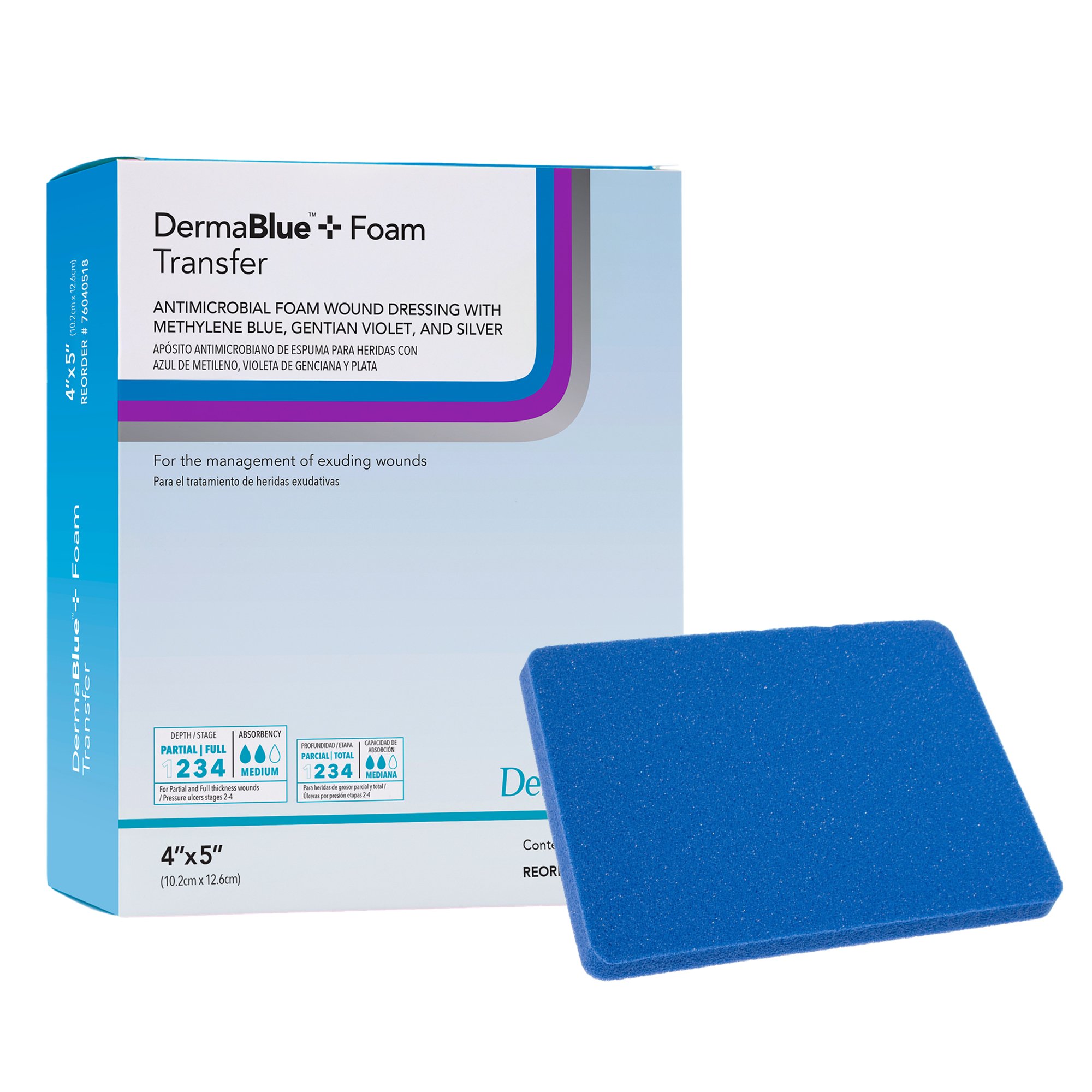 DermaBlue+ Foam Silver Foam Dressing, 4 x 5 Inch MK 984148
