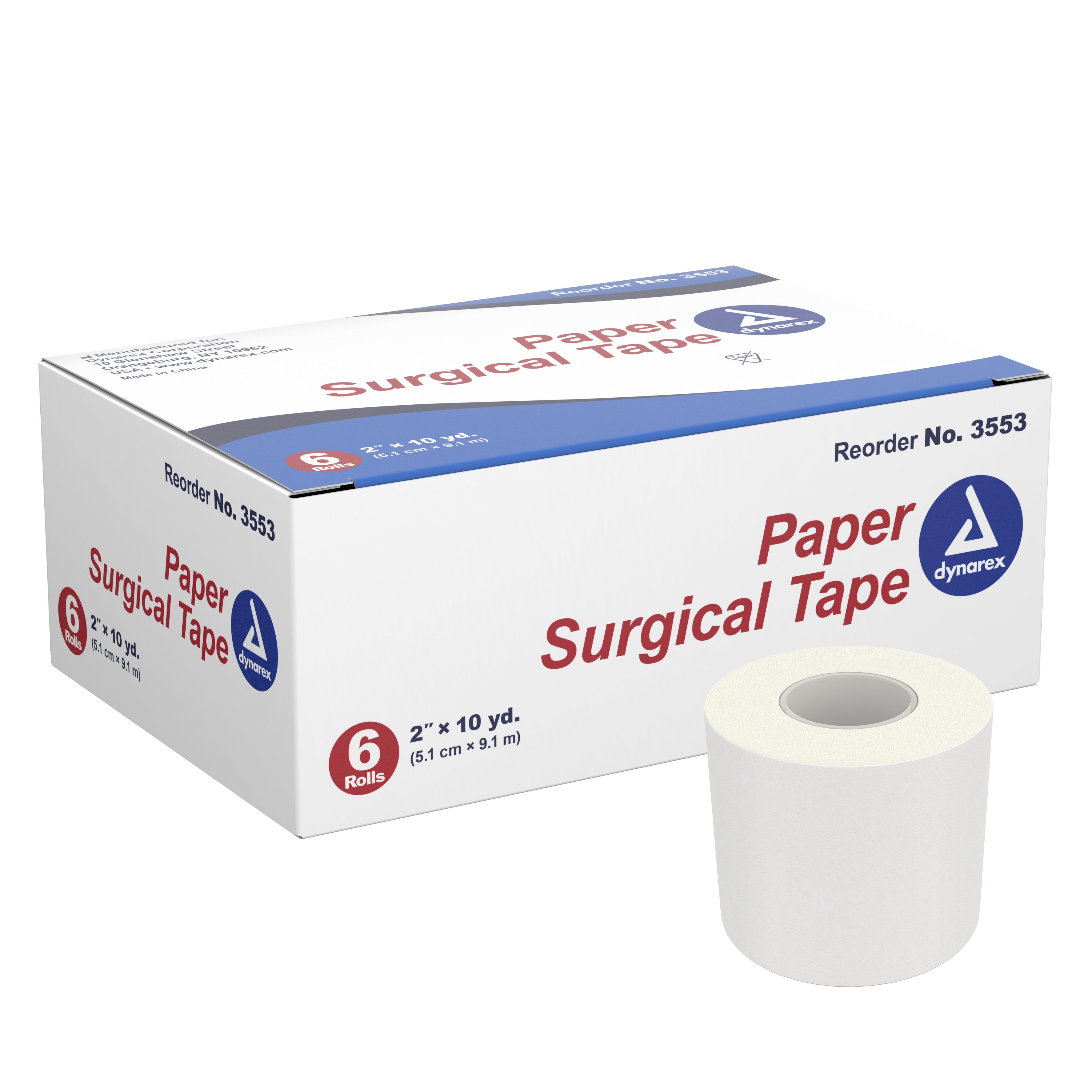dynarex Paper Medical Tape, 2 Inch x 10 Yard, White MK DYN-3553