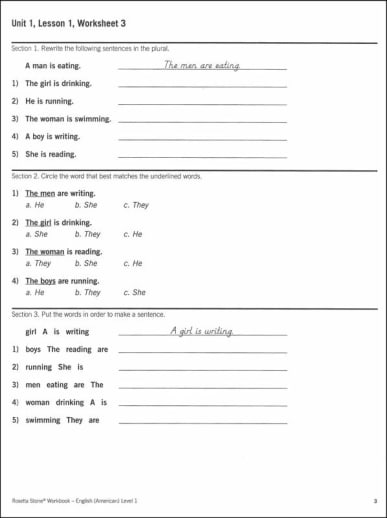 Rosetta Stone English (US) Version 3 Level 1 Workbook Homeschool