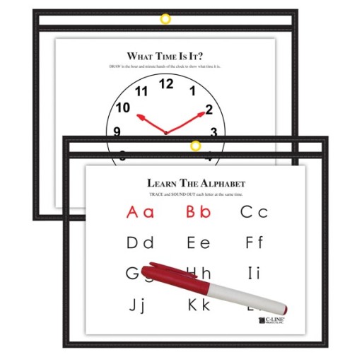 Neon Top-Loading Dry Erase Pockets - 12 Pc.