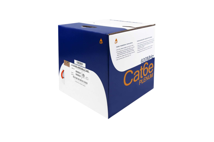 Cat6 Bulk Ethernet Cable, Unshielded, Solid, CMP, Pull Box, 1000 ft, 600 Mhz, Red