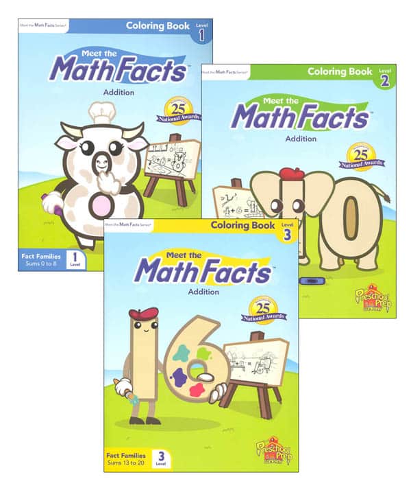 Meet the Math Facts Addition Coloring Book Pack
