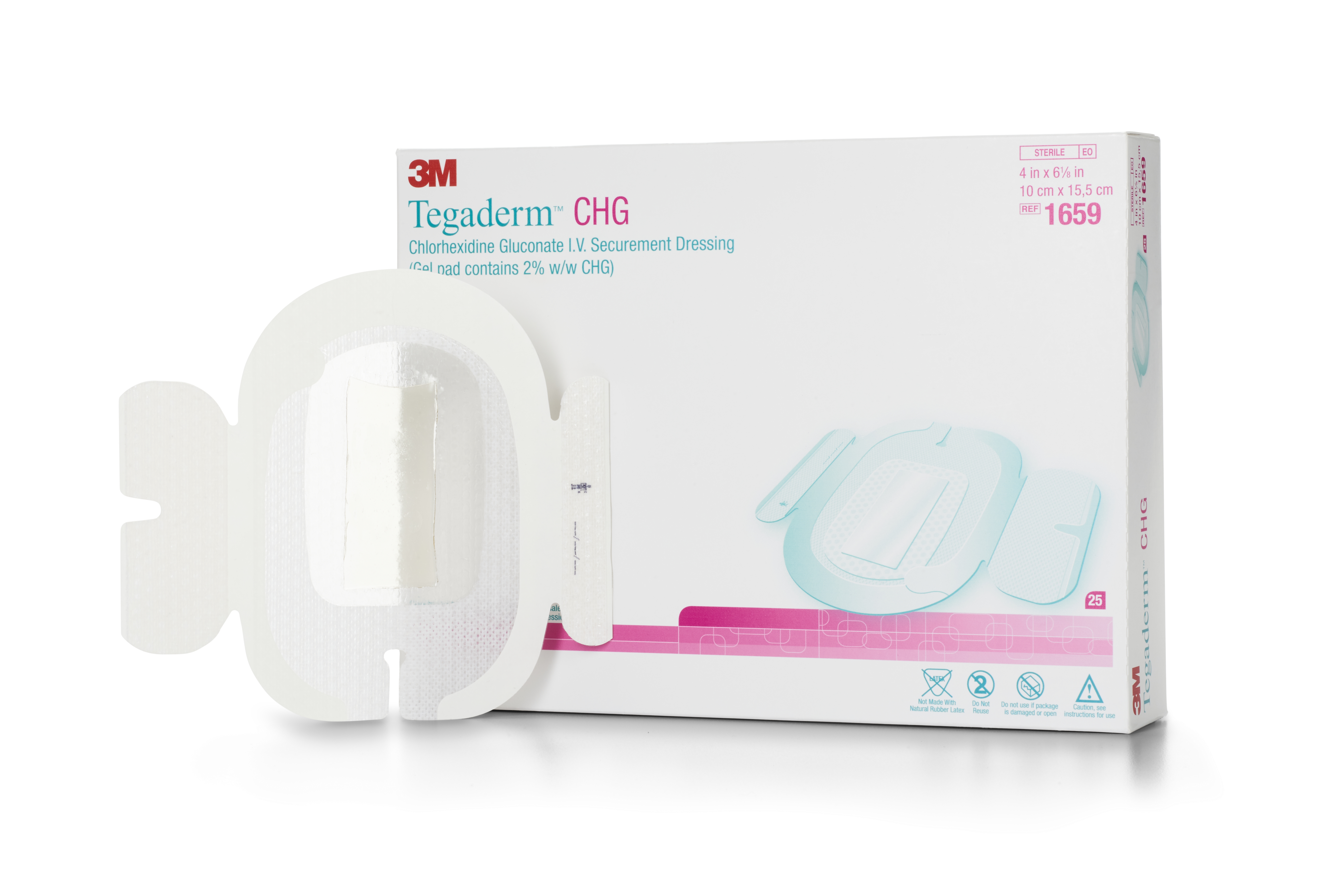 3M Tegaderm CHG I.V. Securement Dressing, 4 x 6-1/8 Inch MK 663785