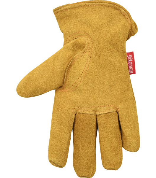 Kids' Lined Premium Suede Cowhide Driver, Golden, large