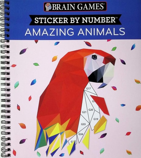 Sticker By Number: Amazing Animals (Brain Games) 52 pages