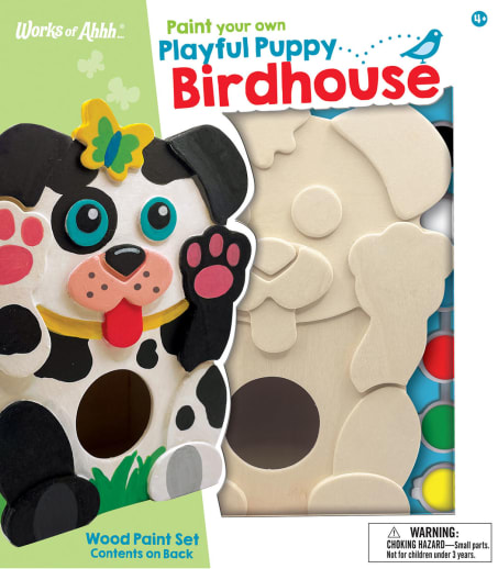 Paint Your Own Playful Puppy Birdhouse