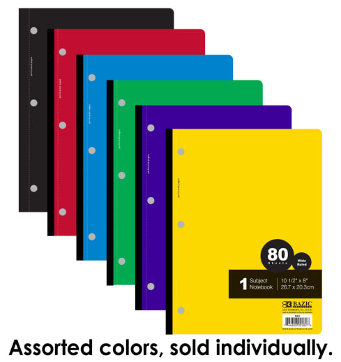 Wide Ruled 1-Subject Wireless Notebook (80 sheets)