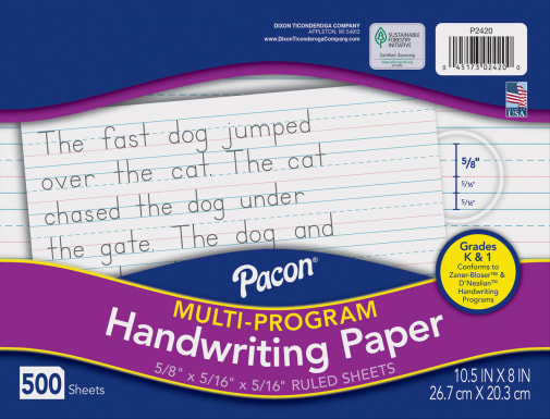 Multi-Program Handwriting Ream D'Nealian (K) / Zaner-Bloser (1) - 5/8" Ruled