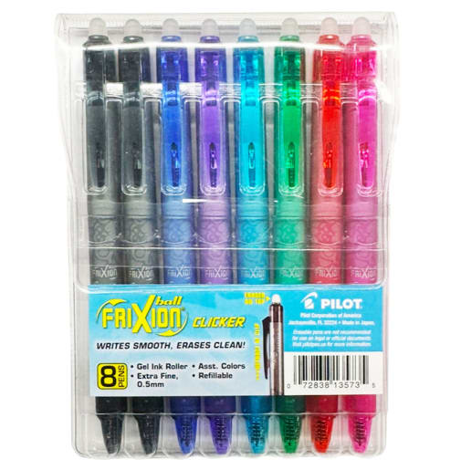 Frixion Clicker Erasable Pen Extra Fine Point - Assorted Colors (8 pack)