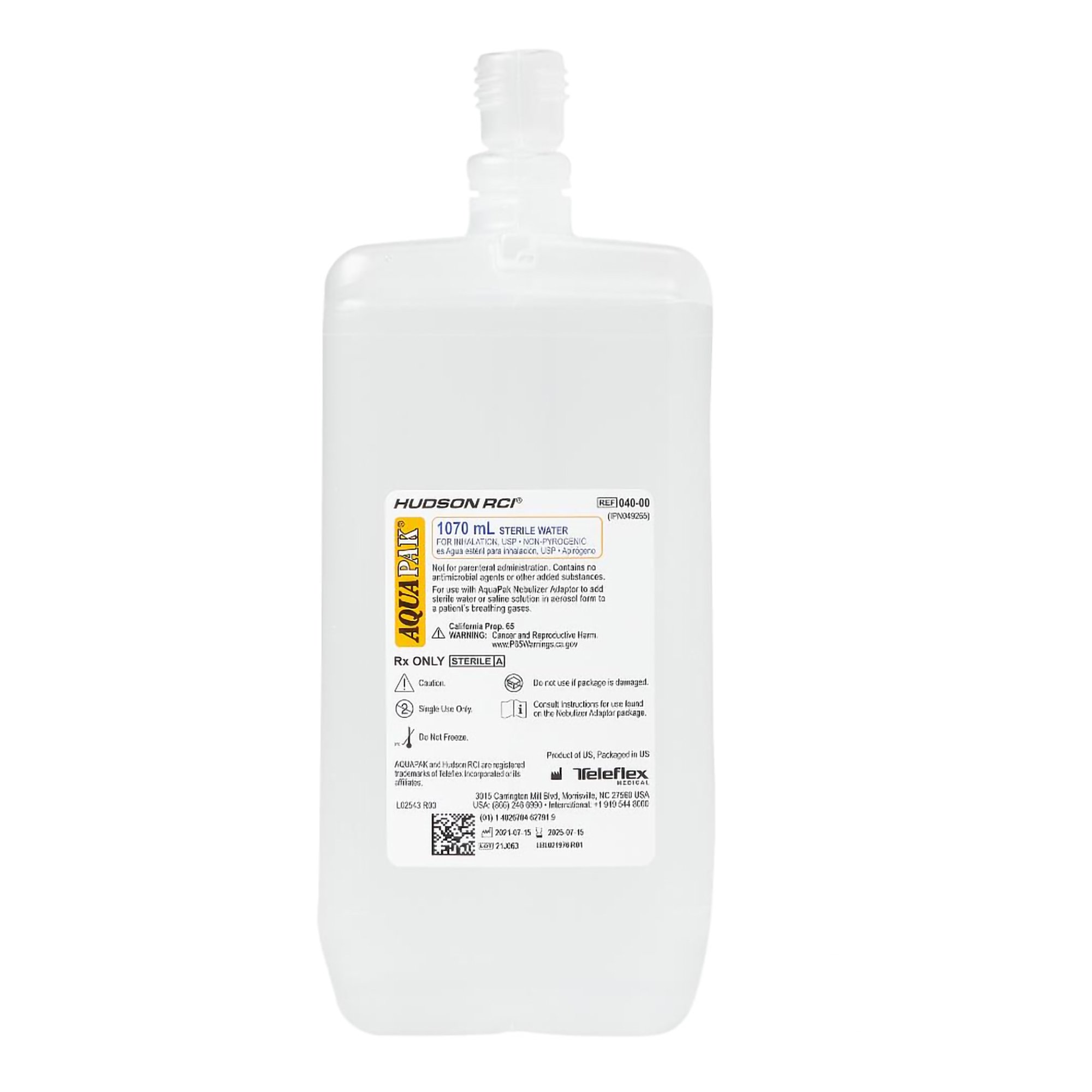 Aquapak Respiratory Therapy Solution, 1,070 mL MK 144182