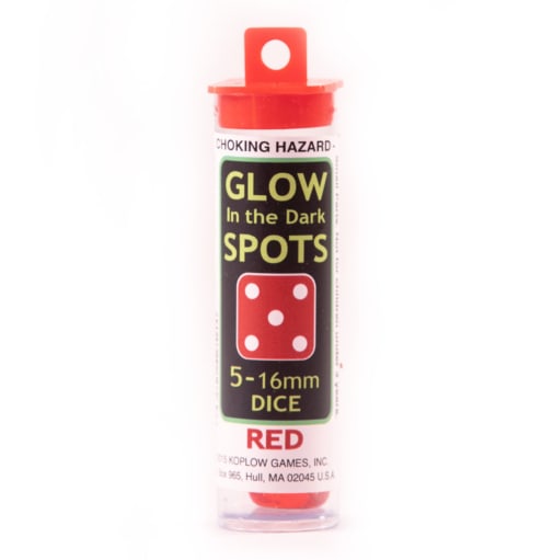 Glow-In-The-Dark Spots16mm Dice - Red (set of 5)