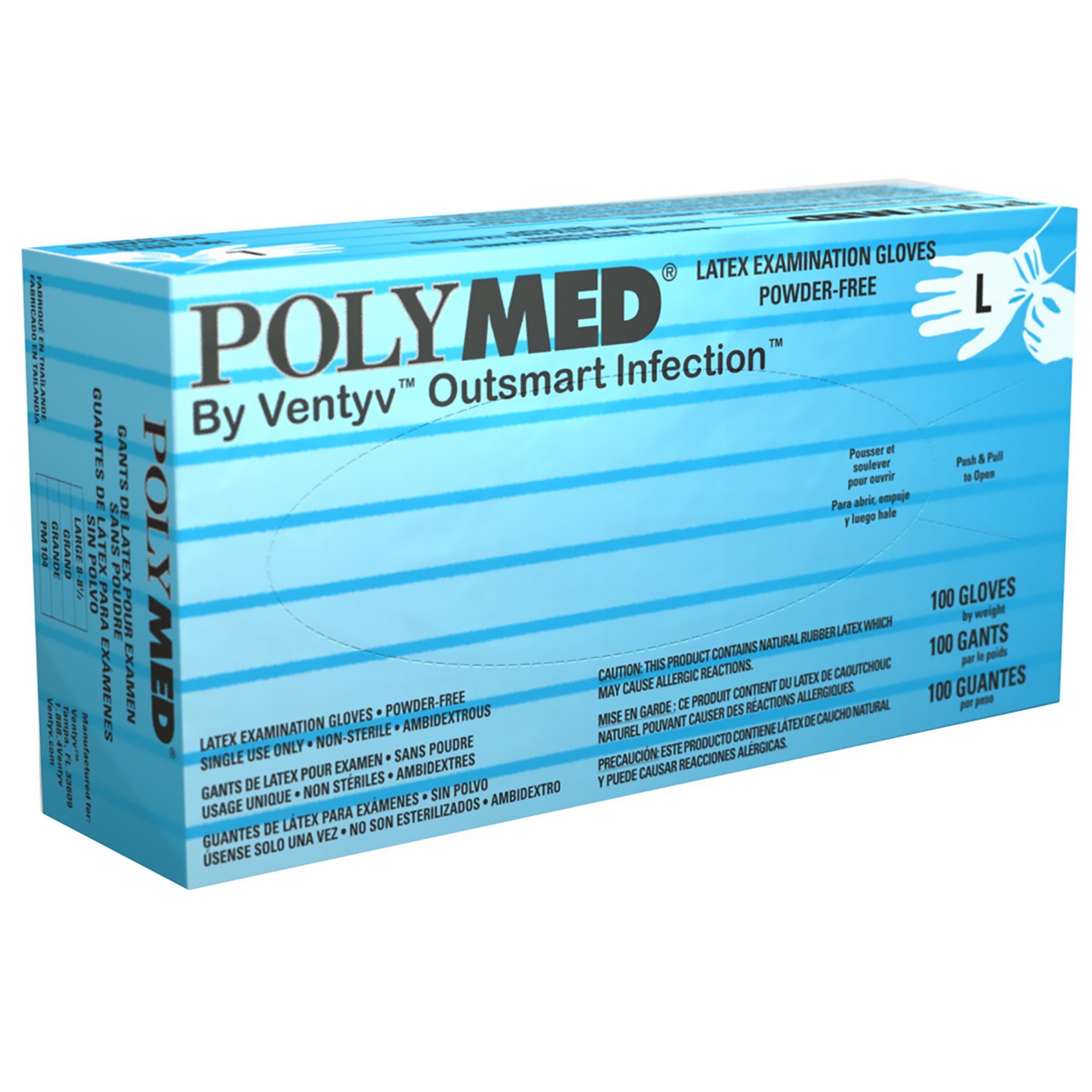 Polymed Latex Exam Glove, Large, Ivory MK 349006