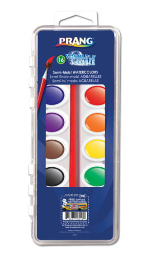 Prang Washable Watercolors: 16 Color Set with Brush