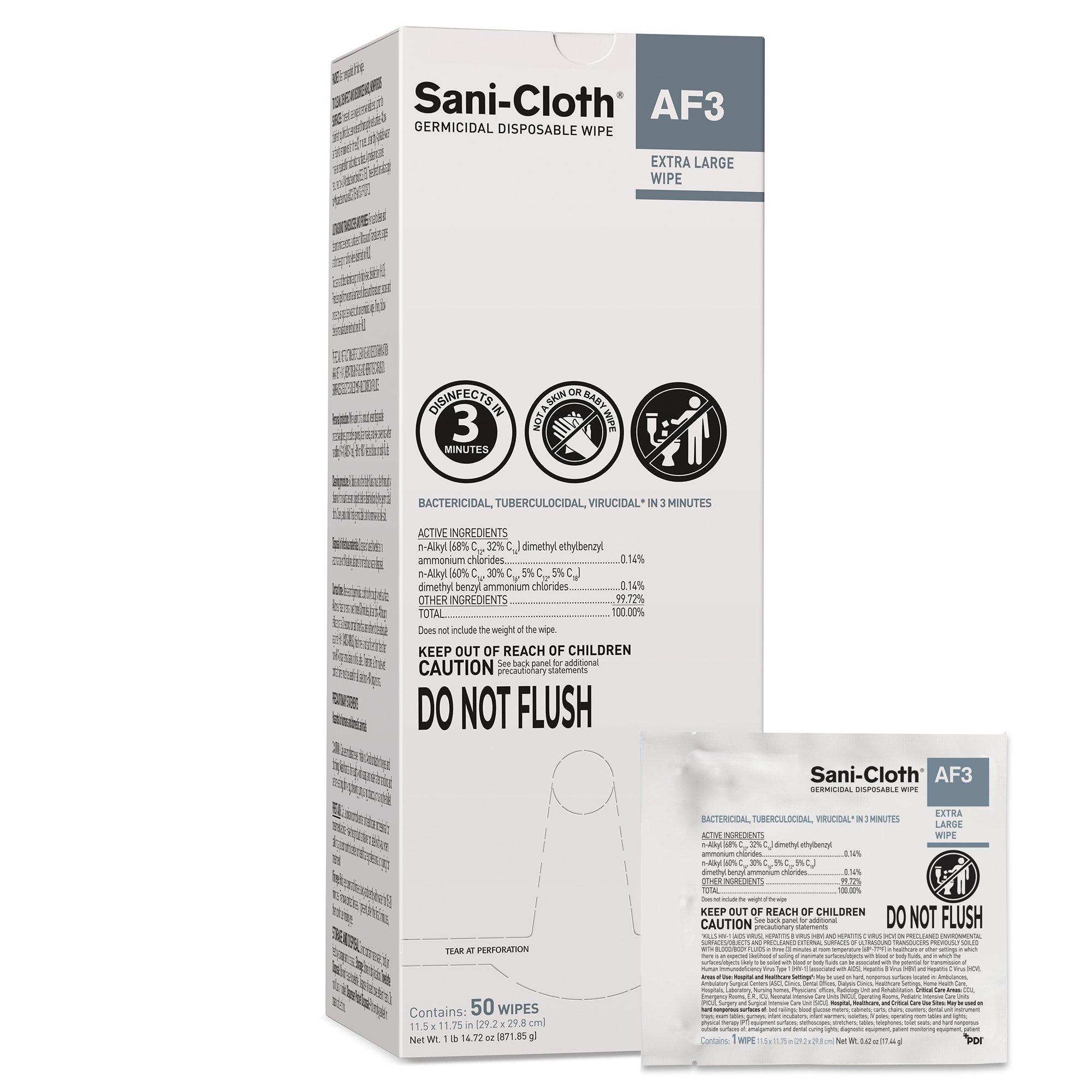 Sani-Cloth AF3 Germicidal Extra Large Disinfectant Wipes, 11.5 x 11.75 Inch MK 815082