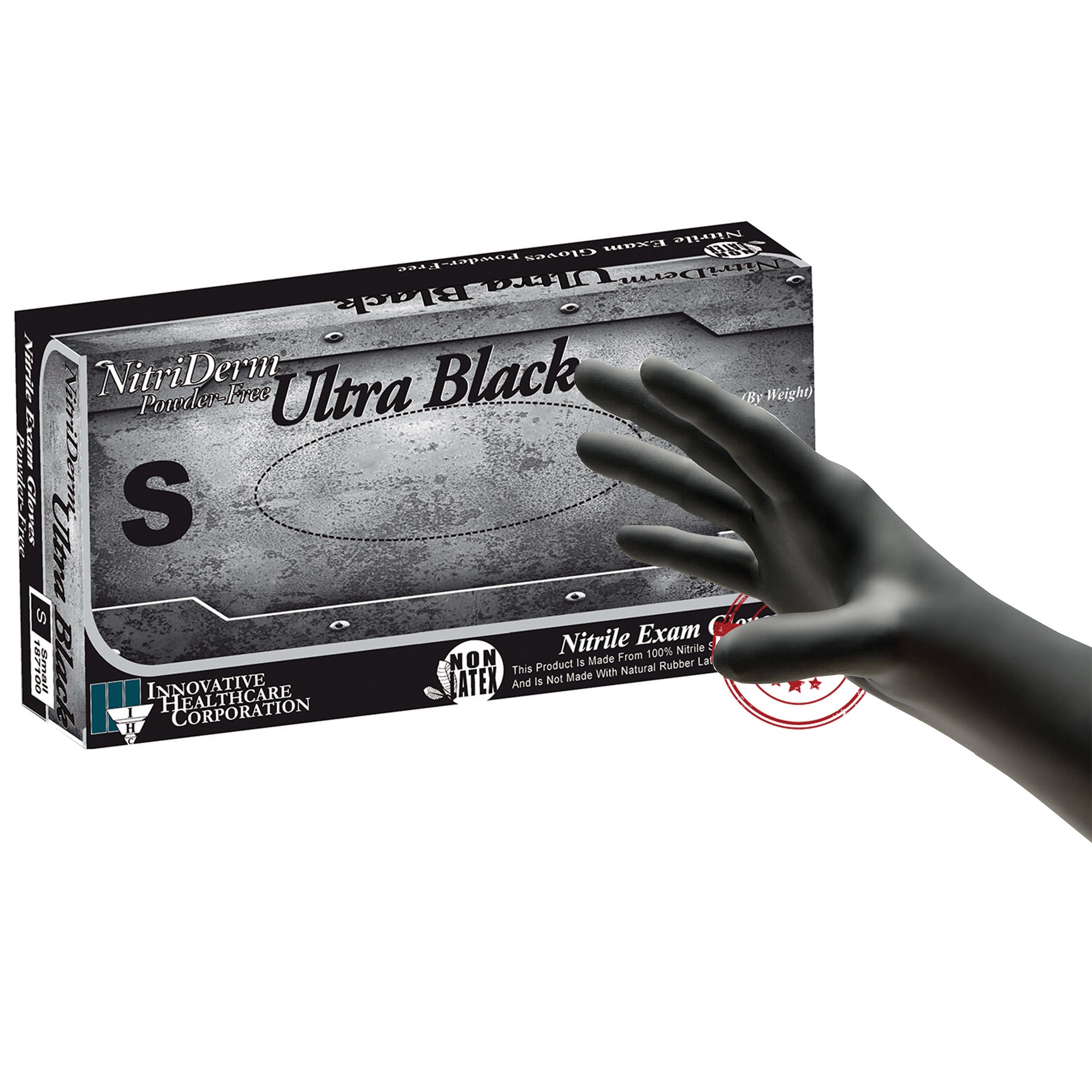 NitriDerm Ultra Black Nitrile Exam Glove, Small, Black MK 882699