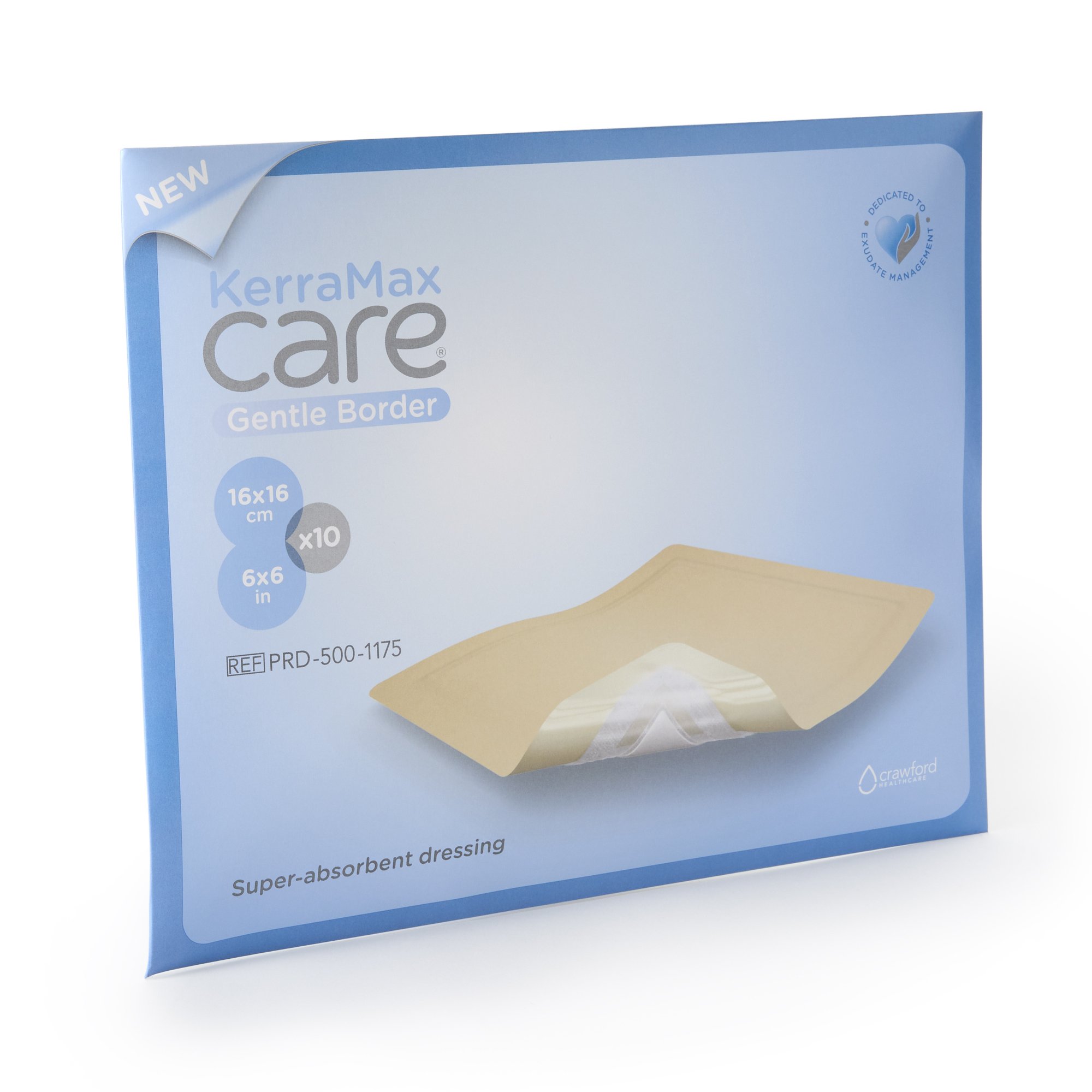 KerraMax Care Gentle Border Super Absorbent Dressing, 6 x 6 Inch MK 1189380